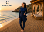 COMMODO Teen 2-Piece Galaxy Printed Burkini Set (Full Jumpsuit + Skirt)