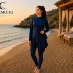 COMMODO Teen 2-Piece Galaxy Printed Burkini Set (Full Jumpsuit + Skirt)